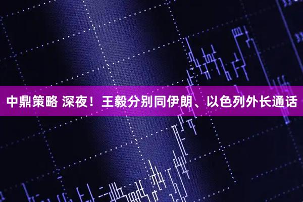 中鼎策略 深夜！王毅分别同伊朗、以色列外长通话